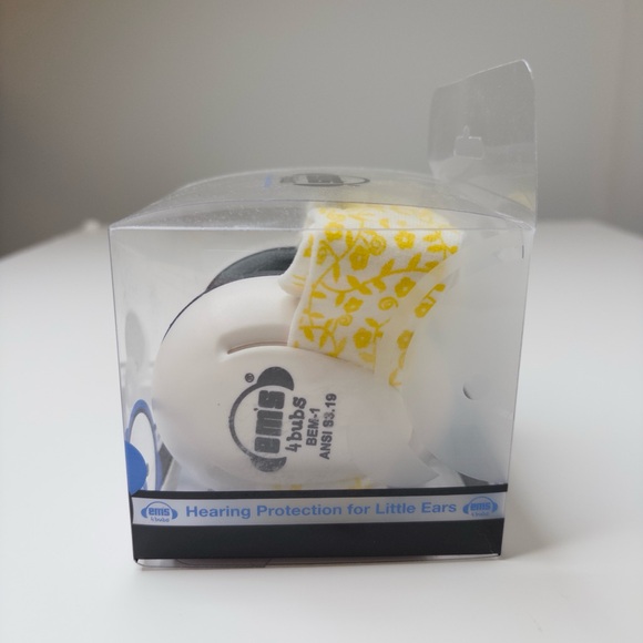 Em's 4 Bubs Yellow Floral Headband Adjustable Noise Reducing Protective Ear Muff - Picture 4 of 10